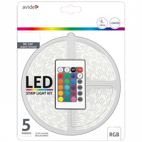 Avide LED traka sa daljinskim upravljačem, RGB, 7.2W, 12V, 5 met. - ABLSBL12V5050-30RGB65