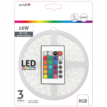 Avide LED traka sa daljinskim upravljačem, RGB, 7.2W, 12V, 3 met. - ABLSBL12V5050-30RGB