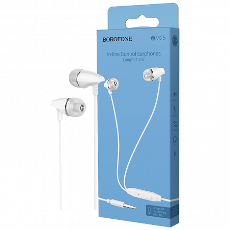 Borofone Slušalice sa mikrofonom, 3.5 mm,dužina kabela 1.2 met,bijela - BM25 Sound edge