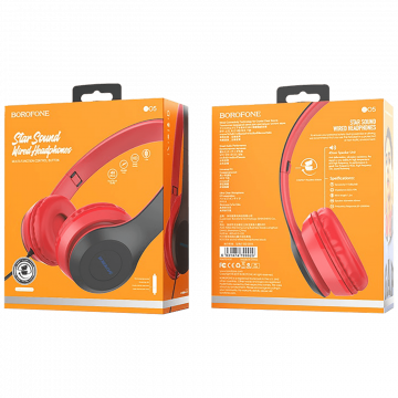 Borofone Slušalice sa mikrofonom, 3.5 mm, dužina kabela 1.2 met. - BO5 Star sound Red