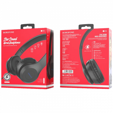 Borofone Slušalice sa mikrofonom, 3.5 mm, dužina kabela 1.2 met. - BO5 Star sound Black