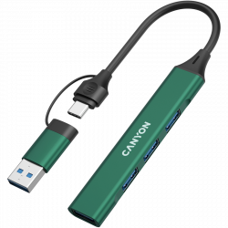 CANYON DS-02 USB hub 4in1 USB-C, zeleni | Giga Informatika