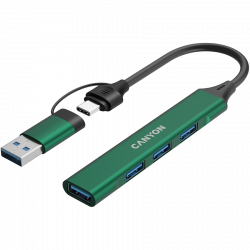 CANYON DS-02 USB hub 4in1 USB-C, zeleni | Giga Informatika