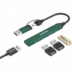 CANYON DS-02 USB hub 4in1 USB-C, zeleni | Giga Informatika