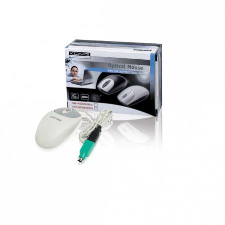 Konig Miš optički, 1000dpi, USB i PS/2, boja bijela - CMP-MOUSE 60WHI