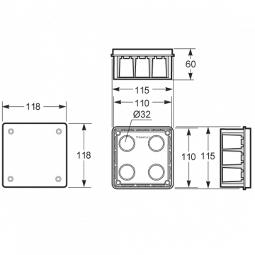 Famatel Razvodna kutija podžbuk 100x100, IP30 - 3201-RKP/100x100