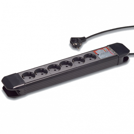 Famatel Produžni kabl 6 utičnica, 1.5m, prekidač, crni, 1.5mm² - 23612
