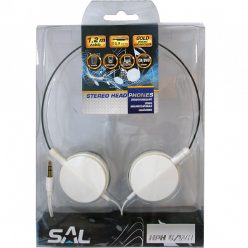 SAL Slušalice, stereo,  3,5mm, okretljivi zvučnici, bijele - HPH 6/WH