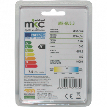 MKC Sijalica, LED 7.5W, 4000K,12V DC, prirodno bijela svjetlost - LED MR1638 GU5.3/7.5W-N