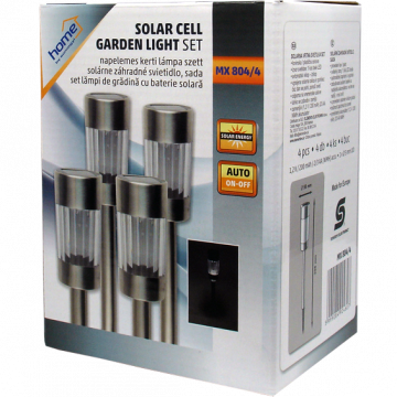 home Solarna vrtna LED lampa, metalna, set 4 komada, 300 mAh - MX 804/4
