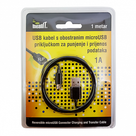 MeanIT USB A na USB micro kabl, FLIP, dužina 1.0 metar - USB / micro USB - 1m