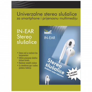 MeanIT Slušalice, stereo, 3,5mm, univerzalne, bijele - SLUNI4