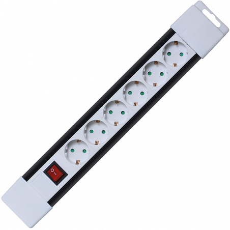 home Produžni kabl, 6 utičnica, prekidač, 1,0mm², 2 met, bijeli - PNV 06K/WH