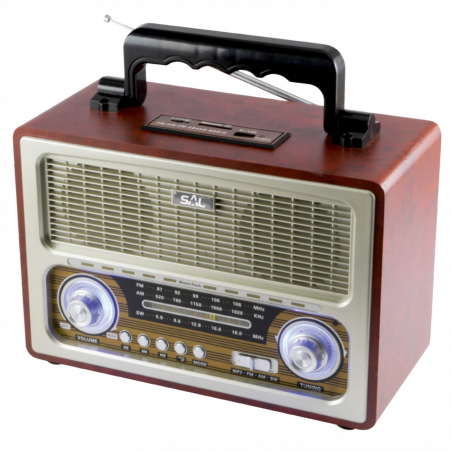 SAL Retro radio + BT bežični zvučnik, 4in1, FM, MP3, AUX - RRT 3B
