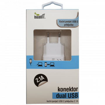 MeanIT Punjač kućni za smartphone, tablete, 2.1A - PUNJAČ ZA TABLET I SMARTPHONE USB 2