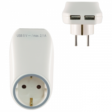home Punjač kućni za smartphone, tablet,2 x USB, 2.1A + Schuko - NV 2100 USB