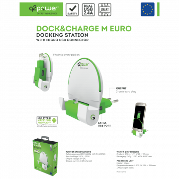 q2power Docking station sa micro USB konektorom - DOCK&CHARGE M EURO
