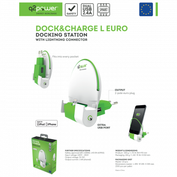 q2power Docking station sa Lightning konektorom - DOCK&CHARGE L EURO