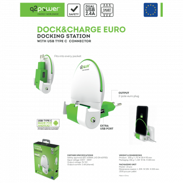 q2power Docking station sa type C konektorom - DOCK&CHARGE C EURO