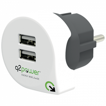 q2power Punjač kućni za smartphone, tablete, 2 x USB, 2.4A - DUAL USB CHARGER EUROPE