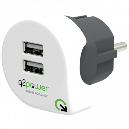 q2power Punjač kućni za smartphone, tablete, 2 x USB, 2.4A - DUAL USB CHARGER EUROPE