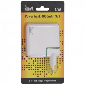 MeanIT Punjač prijenosni za mobitele + LED svjetiljka, 4000mAh - POWER BANK 4000mAh, 3IN1