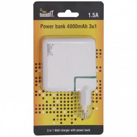 MeanIT Punjač prijenosni za mobitele + LED svjetiljka, 4000mAh - POWER BANK 4000mAh, 3IN1