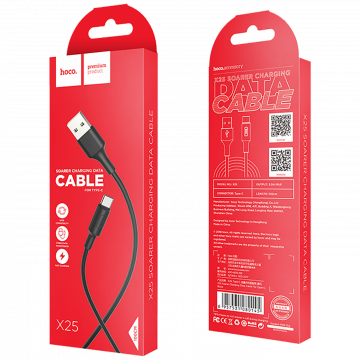 hoco. USB kabl za smartphone, USB type C kabl, 1 met., 2 A, crna - X25 Soarer USB type C, Black