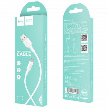 hoco. USB kabl za smartphone, USB type C kabl, 1 met, 2 A,bijela - X25 Soarer USB type C, White