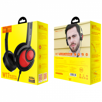 hoco. Slušalice sa mikrofonom, 3.5 mm, dužina kabela 1.5 met, crna - W17 Delightful Headphones MIC BK