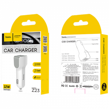 hoco. Auto punjač za smartphone, 2 x USB, 5V / 2.4 A - Z23 Grand Style Dual port