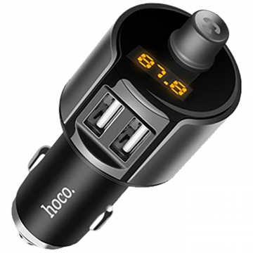 hoco. FM modulator, BT handsfree, 12 V/24 V, 2 x USB 2,4 A - E19 Smart, BT, FM, Charger