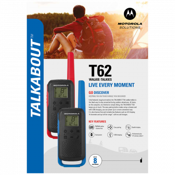 Motorola Walkie Talkie, domet 8 km, 16 kanala, plava - TLKR T62 BL