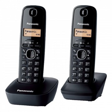 Panasonic Telefon bežični, DUO DECT, 1.25" LED display, crna boja - KX-TG1612FXH