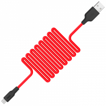 hoco. USB kabl za smartphone,silikonski,1.2 met,2 A, crno/crvena - X21 Silicone Micro USB, Black/Red