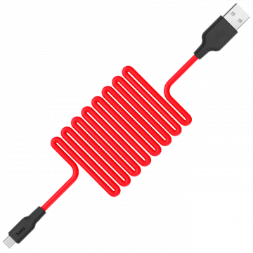 hoco. USB kabl za smartphone,silikonski,1.2 met, 2 A,crno/crveni - X21 Silicone USB type C, Black/Red