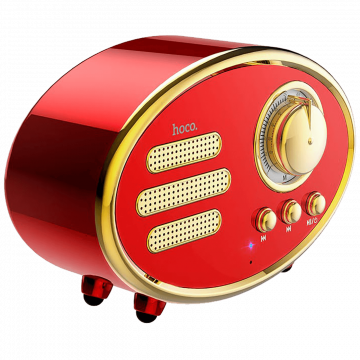 hoco. Zvučnik bežični, Bluetooth,retro, 1200 mAh, 5 h, 5 W, crvena - BS25 Time, Bluetooth, retro, red
