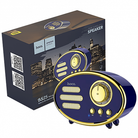 hoco. Zvučnik bežični, Bluetooth,retro, 1200 mAh, 5 h, 5 W, plava - BS25 Time, Bluetooth, retro, blue