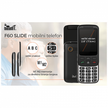 MeanIT Telefon mobilni, 2.8" zaslon ( 7.1 cm ), Dual SIM - F60 SLIDE