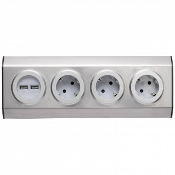 home Strujni razdjeljnik sa 3 utičnice + USB, INOX - KNV 03/USB