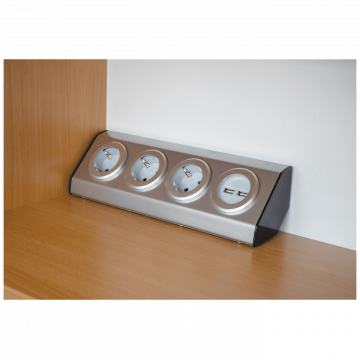 home Strujni razdjeljnik sa 3 utičnice + USB, INOX - KNV 03/USB