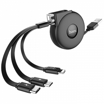 hoco. USB kabl za punjenje, 3in1, na izvlačenje, 1 met., 2 A - U50