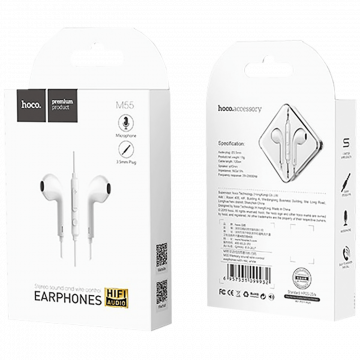 hoco. Slušalice sa mikrofonom, 3.5 mm,dužina kabela 1.2 met,bijela - M55 Memory sound White