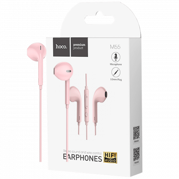 hoco. Slušalice sa mikrofonom, 3.5 mm, dužina kabela 1.2 met, pink - M55 Memory sound Pink