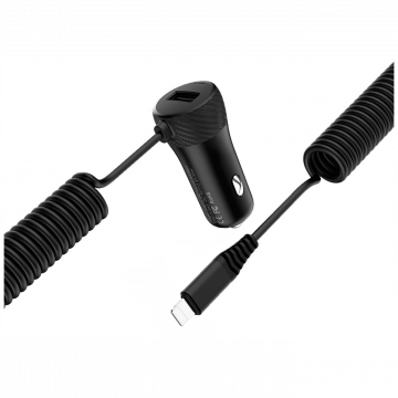 hoco. Auto punjač za Lightning kabelom,  1 x USB, 2.4 A max. - Z21A Ascender Lightning