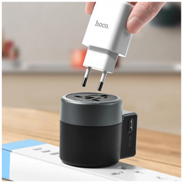 hoco. Punjač Travel, univerzalni, EU/UK/US/AU, 2 x USB,2.5 A - AC4 Dual port rotating charging