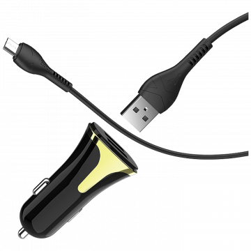 hoco. Auto punjač sa microUSB kabelom, QC, 2 x USB,  3.1 A - Z31 Universe double port, microUSB