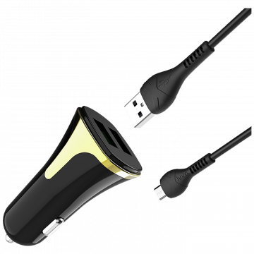 hoco. Auto punjač sa microUSB kabelom, QC, 2 x USB,  3.1 A - Z31 Universe double port, microUSB