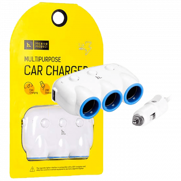 hoco. Auto punjač / razdjeljnik za smartphone, 2 x USB, 5V / 3.1 A - C1