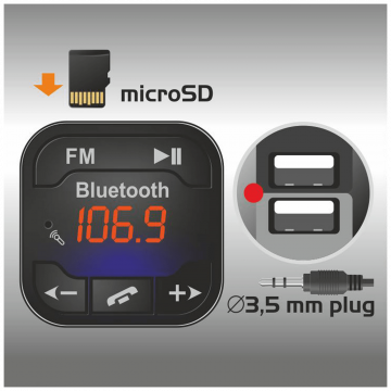 SAL FM modulator 5in1, BT handfree, 12V/24V, 2.1A punjač - FMBT 94